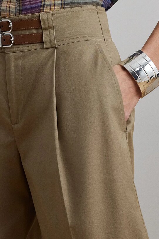 Памучен къс панталон Lauren Ralph Lauren кафяв 200963835