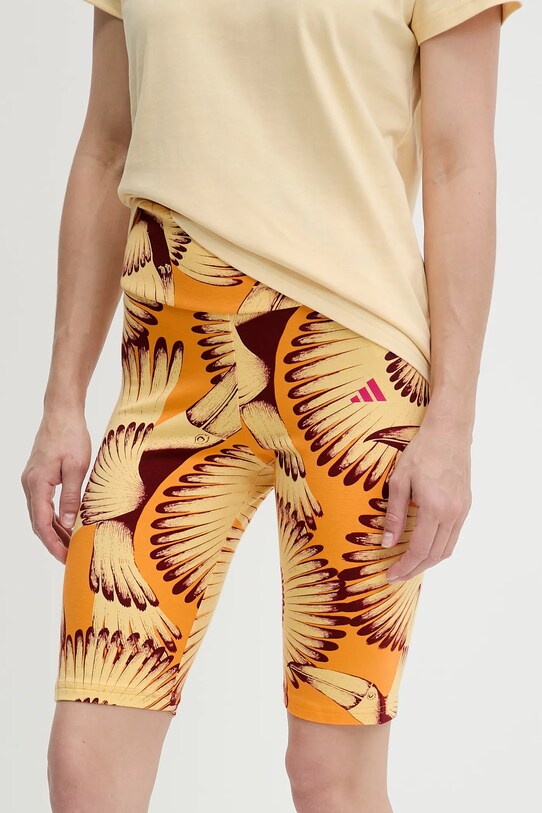 Къс панталон adidas x Farm Rio еластичен оранжев JD6287