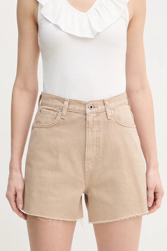 Pepe Jeans pantaloni scurti jeans A-LINE SHORT UHW RACHEL bumbac bej PL801112YH9