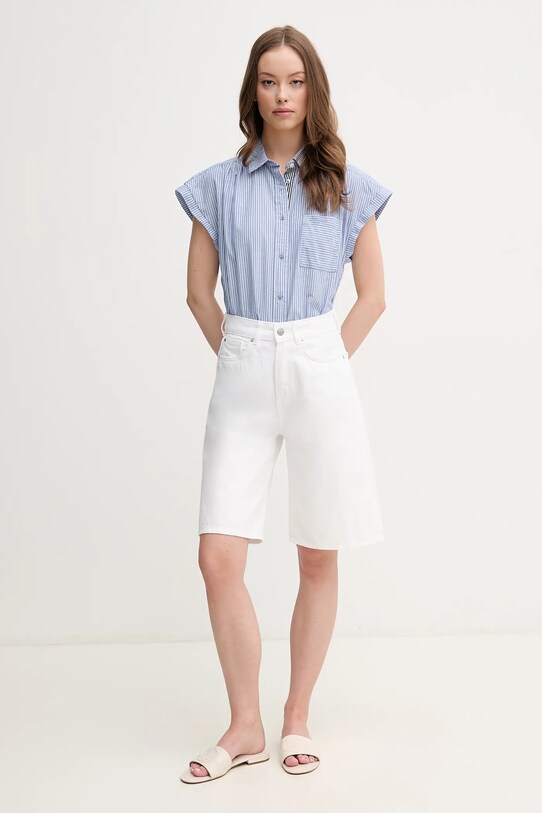 Pepe Jeans pantaloni scurti jeans BERMUDA SHORT UHW WHT PL801181 alb SS25