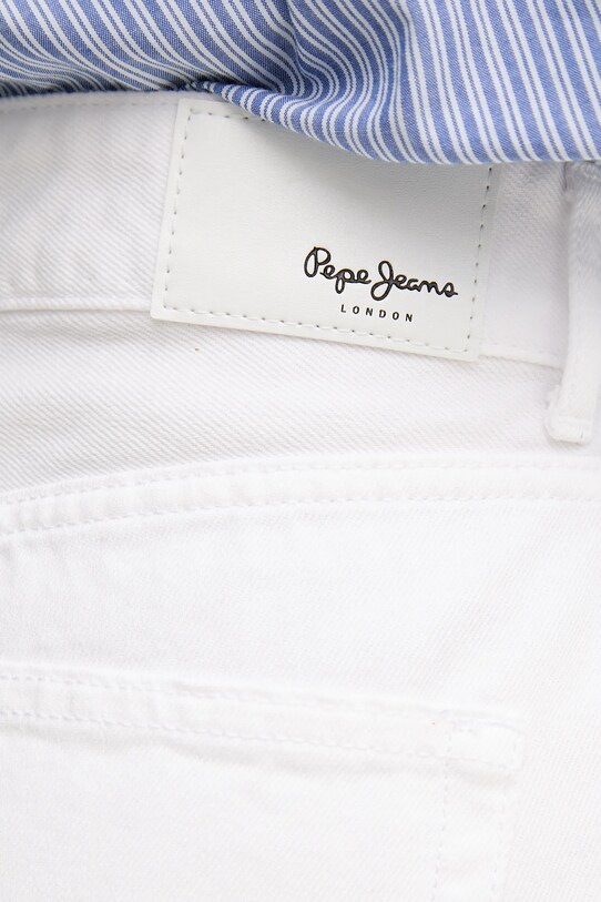 Pepe Jeans pantaloni scurti jeans BERMUDA SHORT UHW WHT alb PL801181