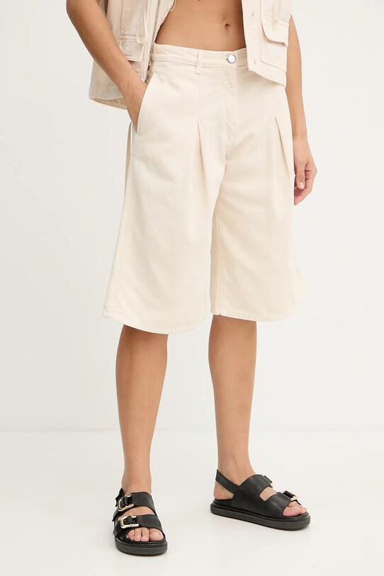 Pinko pantaloncini in cotone alta beige 105245.A2M8
