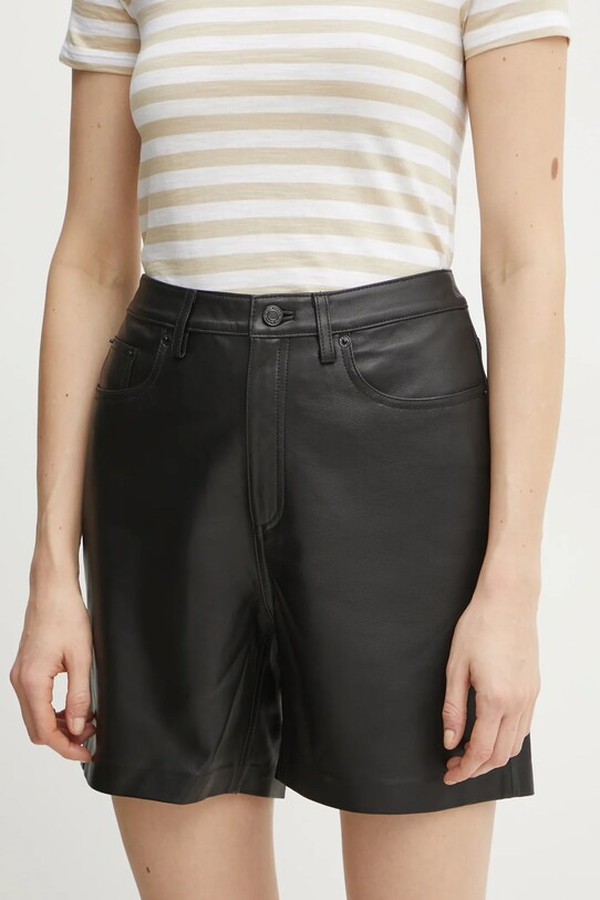 MICHAEL Michael Kors pantaloni scurti de piele piele naturală negru MR530SVFAF