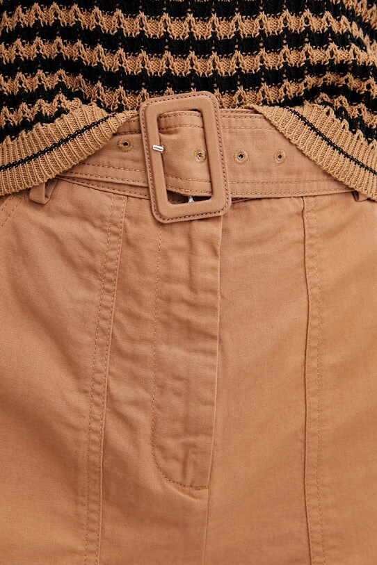 Weekend Max Mara pantaloni scurți din amestec de in maro 2515141012600