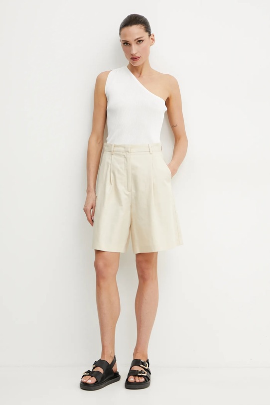 Šortky s prímesou ľanu Weekend Max Mara 2515141032600 béžová SS25