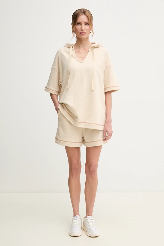 MM szorty z domieszką lnu 2516781048600 beżowy SS25