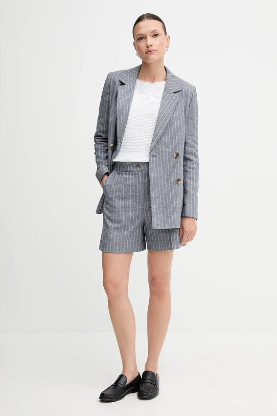 Šortky s prímesou ľanu United Colors of Benetton 49KBD901X modrá SS25