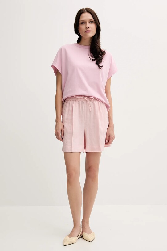 Лляні шорти United Colors of Benetton 4AGHD901T рожевий SS25