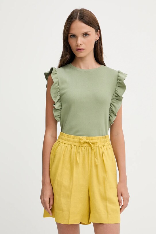 United Colors of Benetton szorty lniane żółty 4AGHD901T