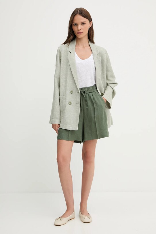 Лляні шорти United Colors of Benetton 4AGHD901T зелений SS25