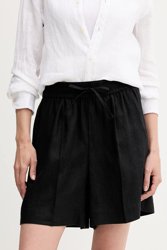 United Colors of Benetton szorty lniane tkanina czarny 4AGHD901T