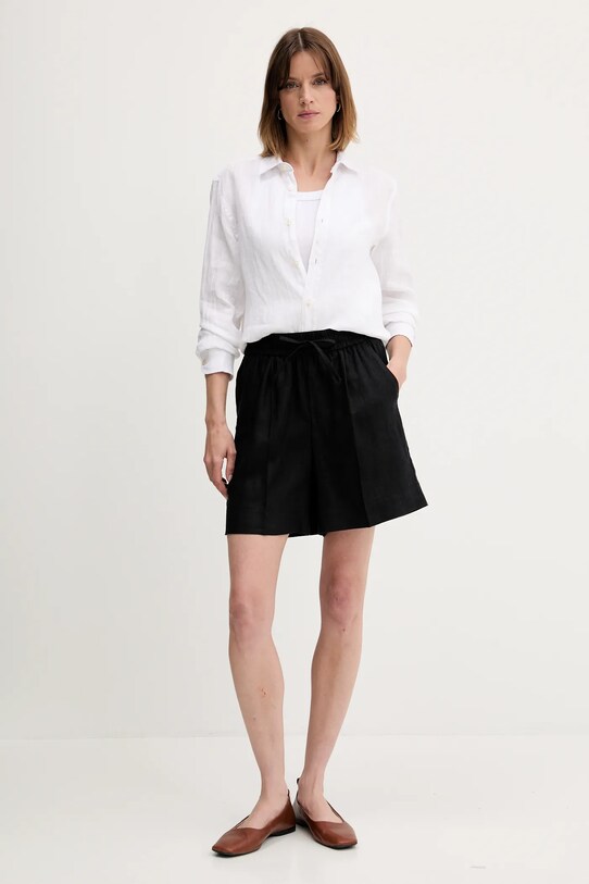 United Colors of Benetton szorty lniane 4AGHD901T czarny SS25