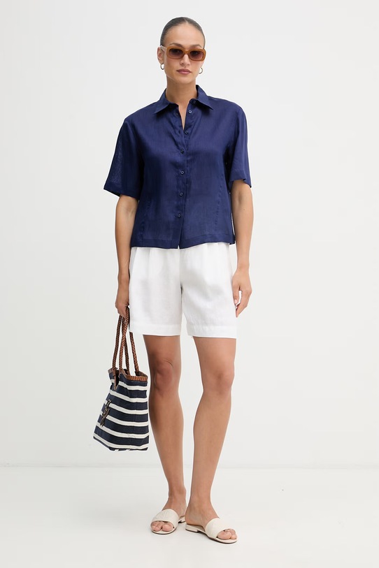 United Colors of Benetton Kratke hlače za žene od lana 4AGHD901V bijela SS26