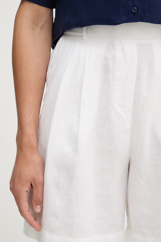 United Colors of Benetton Kratke hlače za žene od lana bijela 4AGHD901V