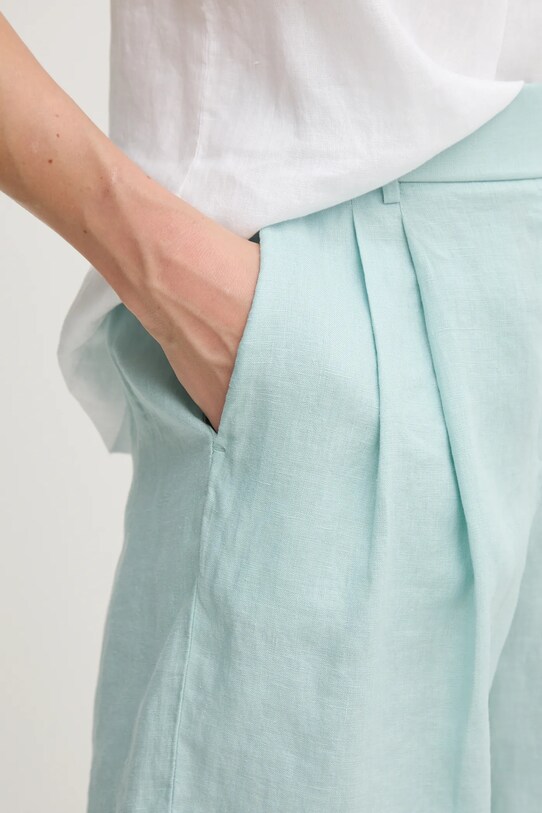 United Colors of Benetton szorty lniane turkusowy 4AGHD901V