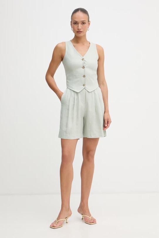 United Colors of Benetton kratke hlače za žene od lana 4AGHD901V zelena SS26