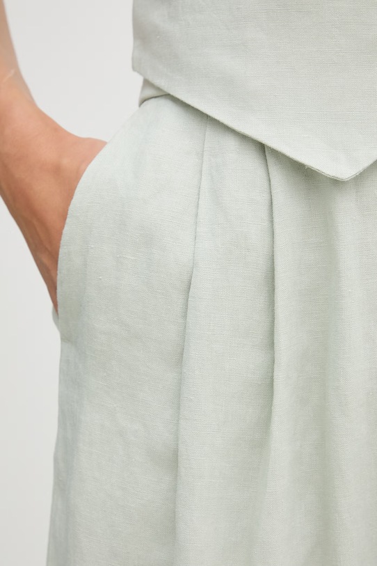 United Colors of Benetton kratke hlače za žene od lana 4AGHD901V zelena