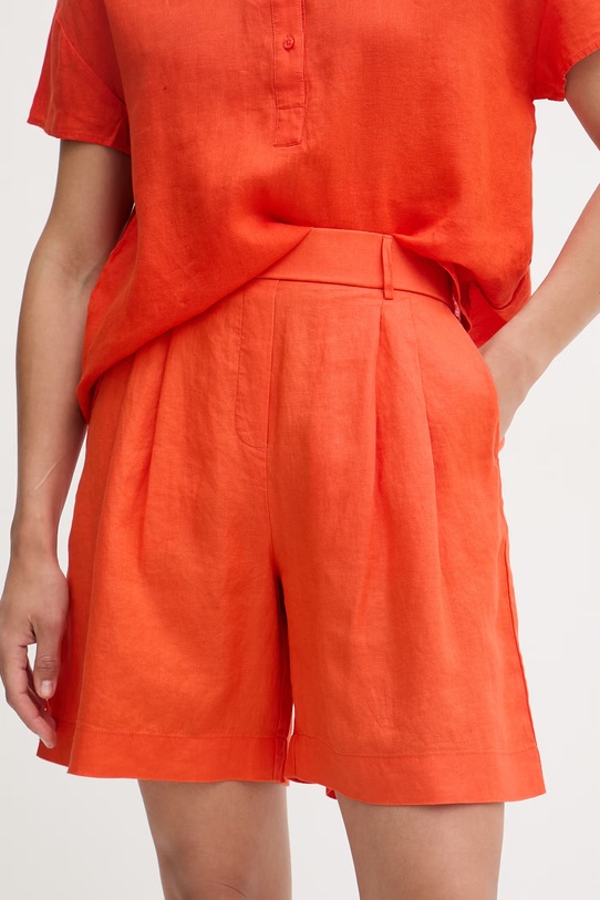 United Colors of Benetton šortky dámské lněné oranžová 4AGHD901V