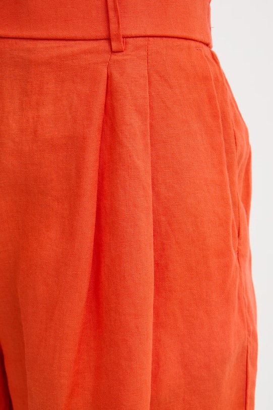 United Colors of Benetton šortky dámské lněné oranžová 4AGHD901V