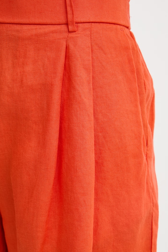 United Colors of Benetton šortky dámské lněné oranžová 4AGHD901V