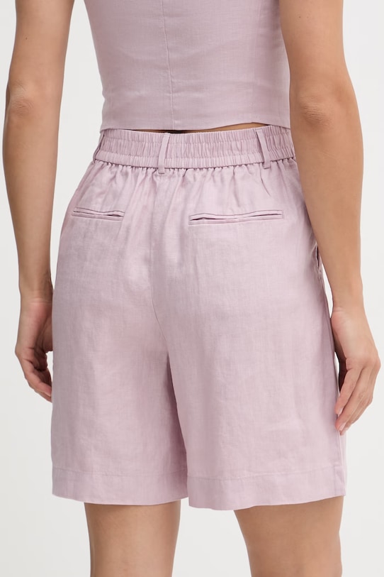 Oblečení United Colors of Benetton šortky dámské lněné 4AGHD901V růžová