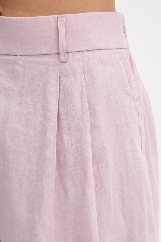 United Colors of Benetton šortky dámské lněné růžová 4AGHD901V