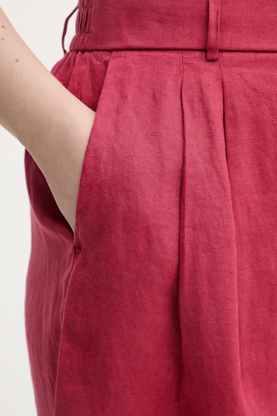 United Colors of Benetton šortky dámské lněné červená 4AGHD901V