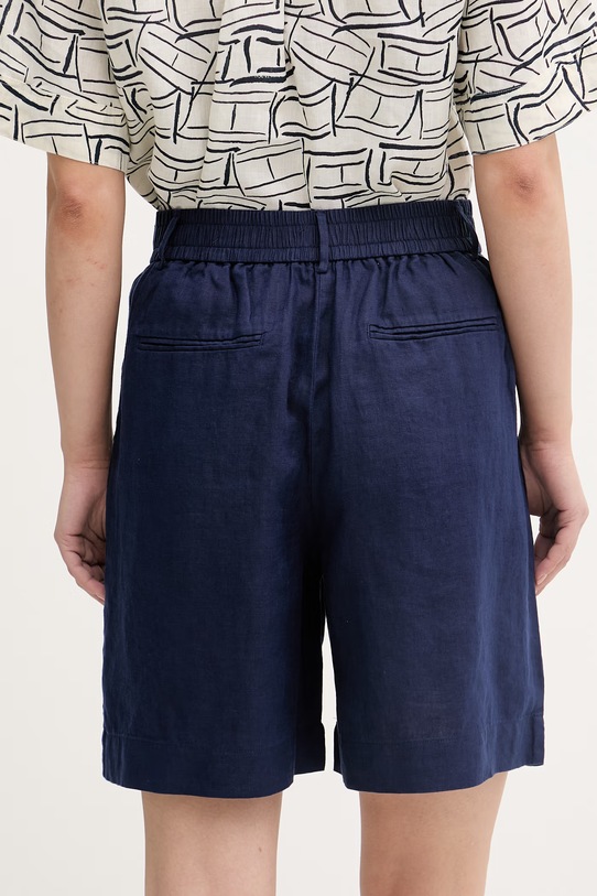 Odjeća United Colors of Benetton Kratke hlače ženske lanene 4AGHD901V mornarsko plava