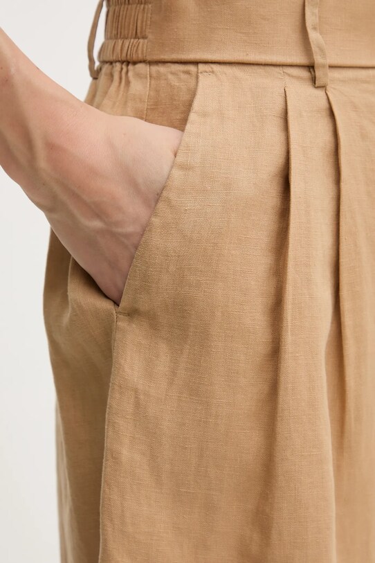 Ľanové šortky United Colors of Benetton béžová 4AGHD901V