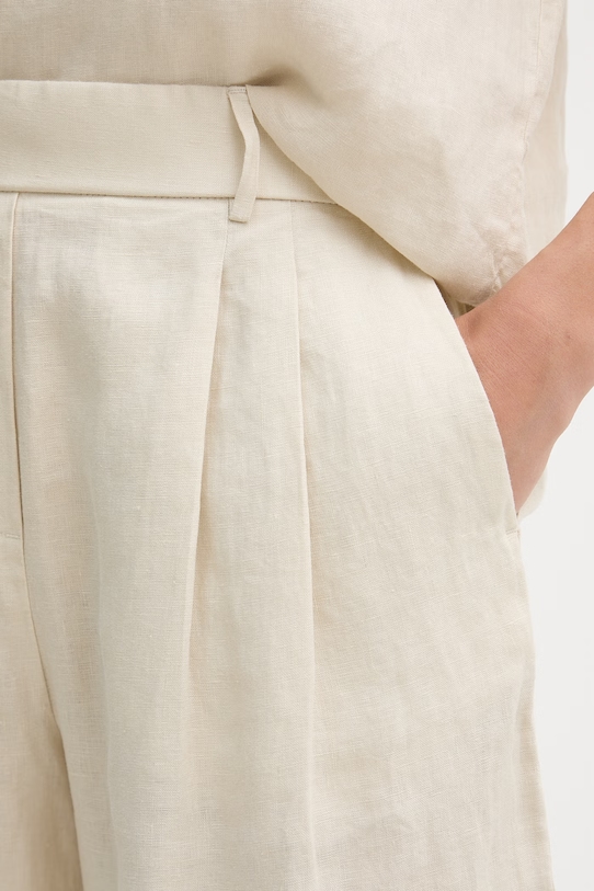 United Colors of Benetton kratke hlače ženske od lana bež 4AGHD901V