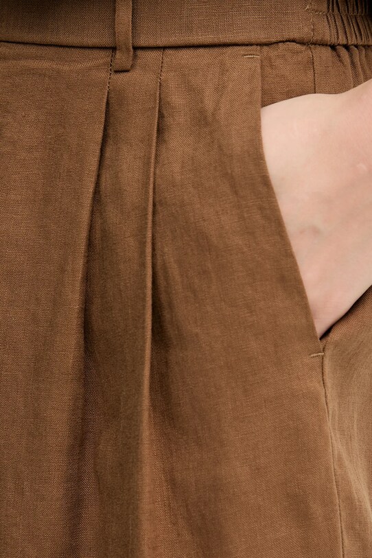 United Colors of Benetton szorty lniane brązowy 4AGHD901V
