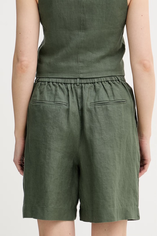 Одяг United Colors of Benetton шорти жіночі лляні 4AGHD901V зелений