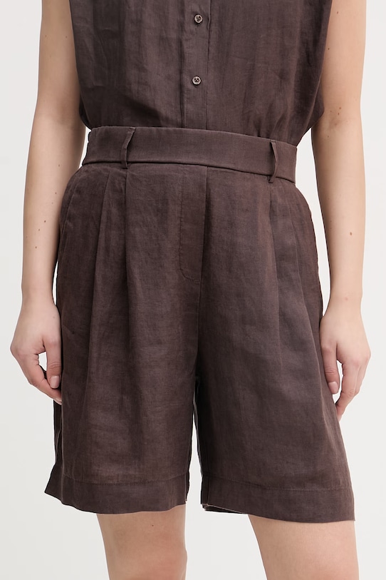 United Colors of Benetton šortky dámske ľanové hnedá 4AGHD901V