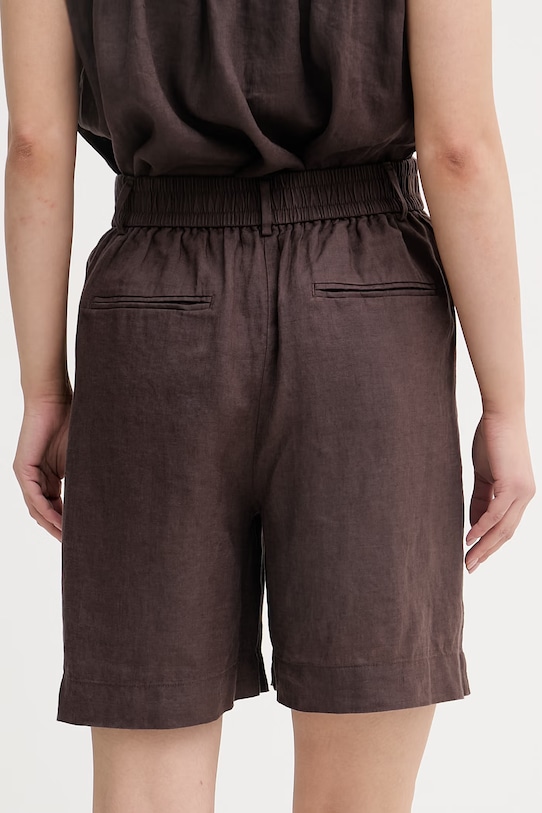 Oblečenie United Colors of Benetton šortky dámske ľanové 4AGHD901V hnedá