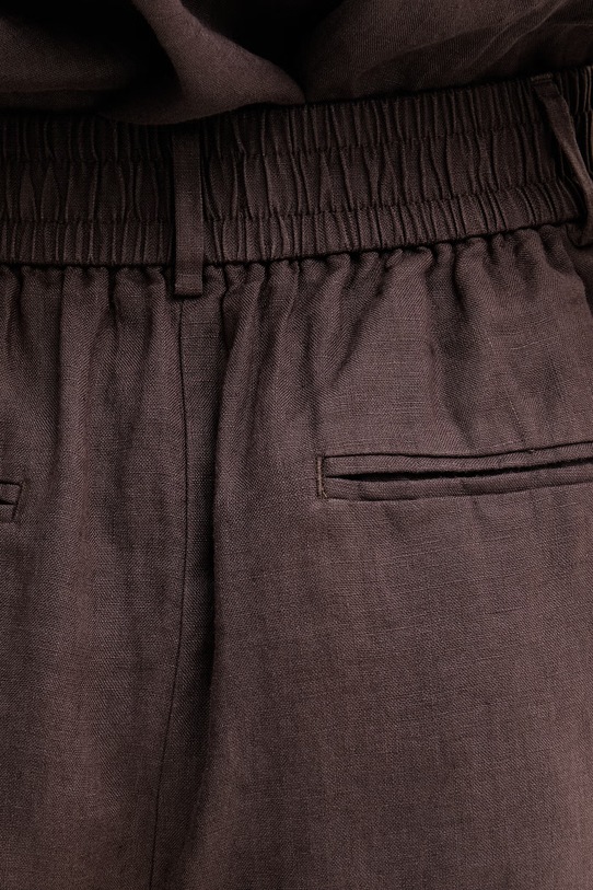 United Colors of Benetton kratke hlače za žene od lana smeđa 4AGHD901V