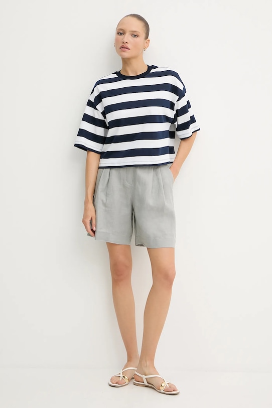 Σορτς από λινό United Colors of Benetton 4AGHD901V γκρί SS25