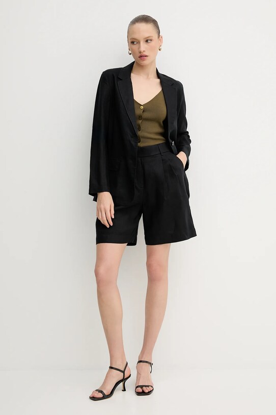 United Colors of Benetton szorty lniane 4AGHD901V czarny SS25