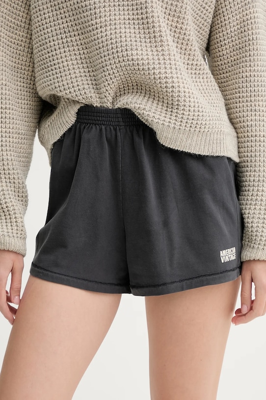 American Vintage pamut rövidnadrág dzsörzé szürke FAZ09AE25