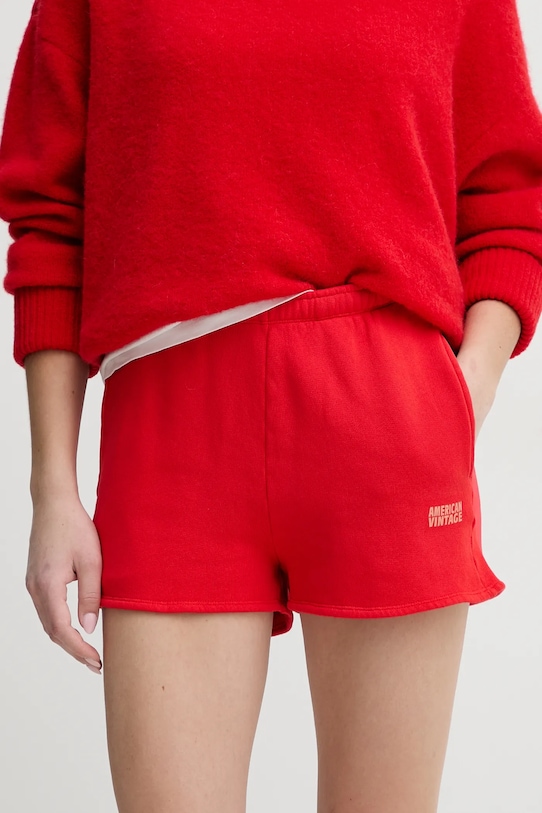 American Vintage szorty z elastanem czerwony IZU09AE25