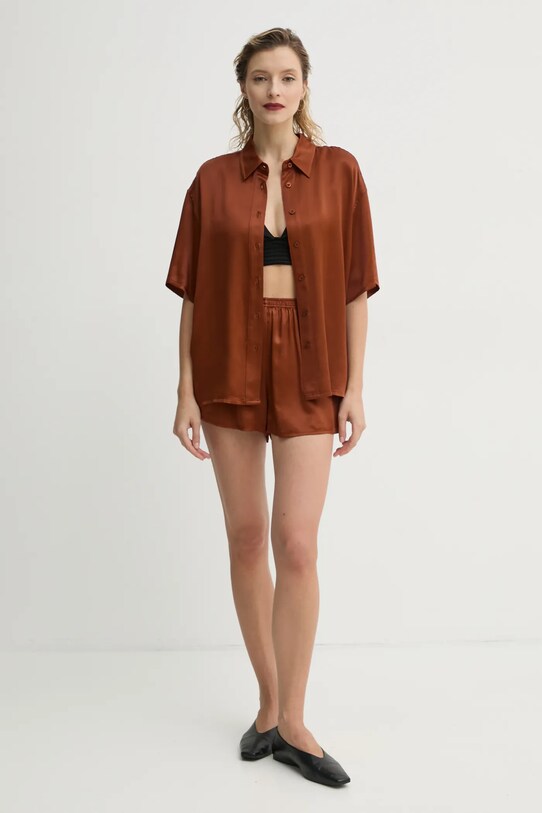 American Vintage pantaloni scurti UNY09AE25 maro SS25