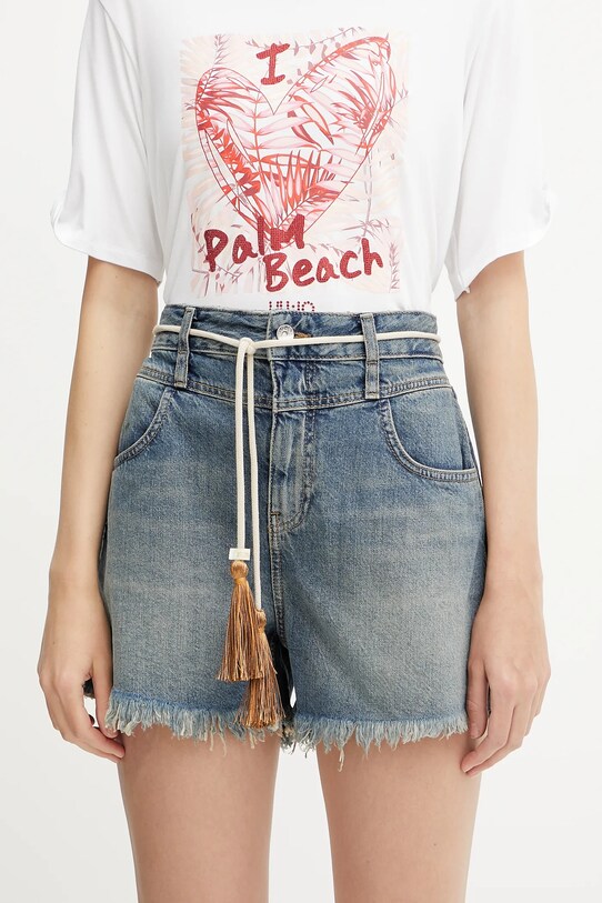 Liu Jo pantaloni scurți din denim bumbac albastru UA5152.D0244