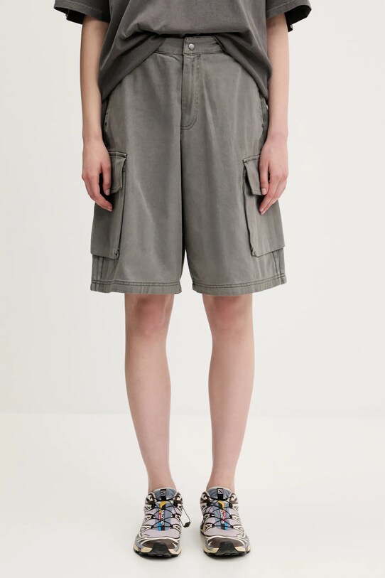 Дънков къс панталон adidas Originals Cargo Jorts памук сив JD0139