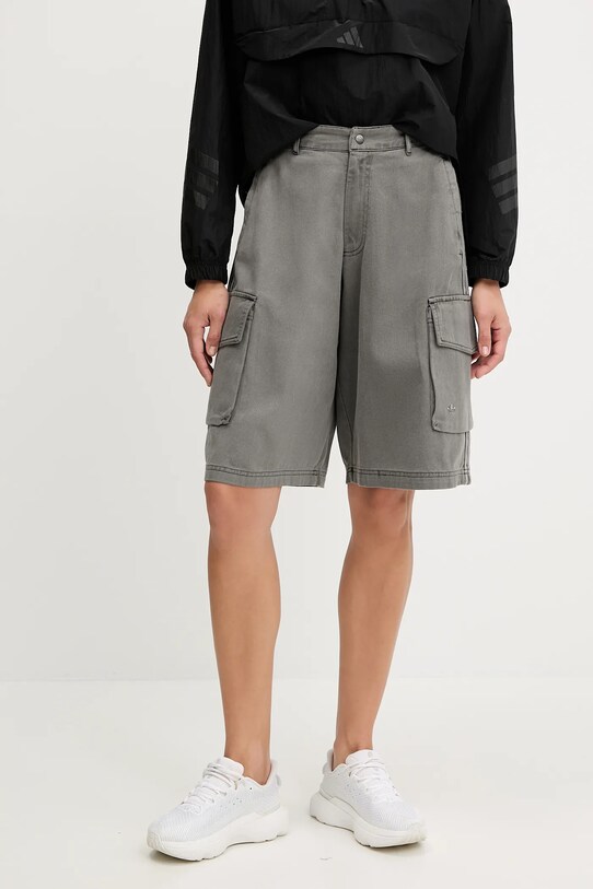 adidas Originals szorty jeansowe Cargo Jorts bawełna szary JD0139
