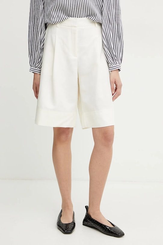 BOSS Orange szorty z domieszką lnu tkanina beżowy 50546217