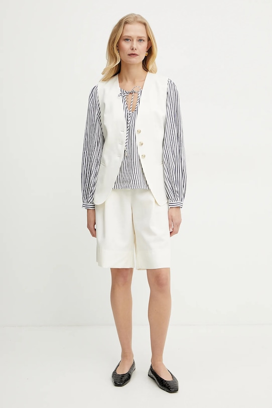 BOSS Orange szorty z domieszką lnu 50546217 beżowy SS25