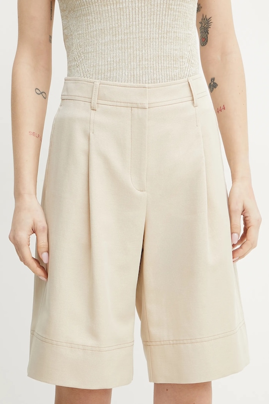 Šortky s příměsí lnu BOSS Orange high béžová 50546217