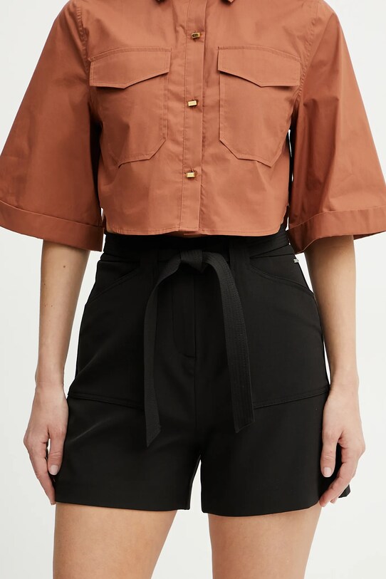 Guess pantaloni scurți VALENTINA panza negru W5GD0I.WH9Y2
