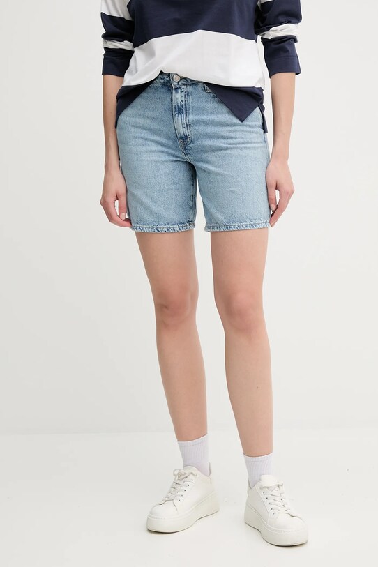 Pamučne traper kratke hlače Tommy Hilfiger bez uzorka plava WW0WW45505