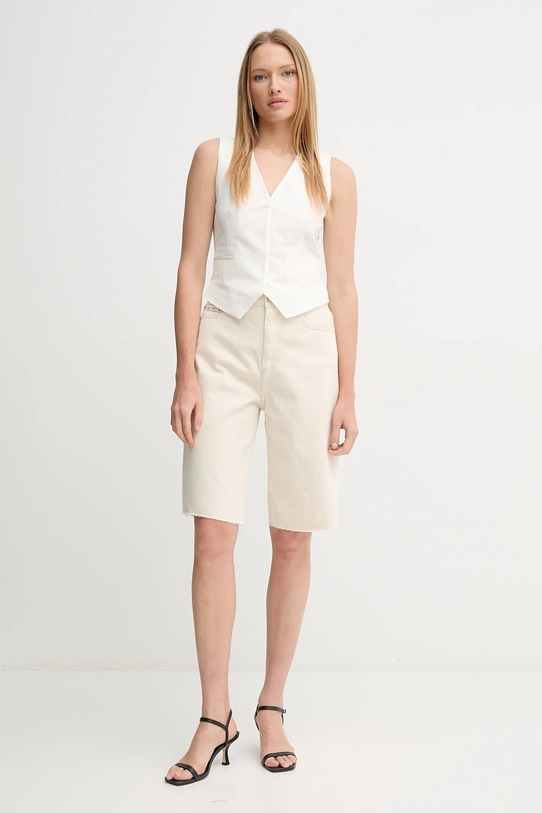 Calvin Klein Jeans pantaloni scurți din amestec de in J20J225163 bej SS25