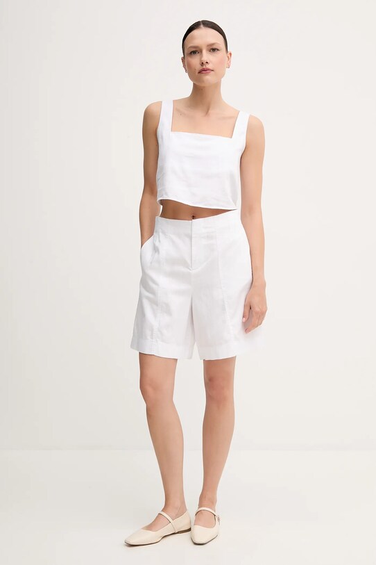 Λινό σορτς Calvin Klein Jeans J20J225219 λευκό SS25